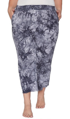 NWT Royalty for Me Women s Linen Button Hem Flood Pants - Charcoal - Sz 2X