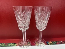 Tyrone Antrim Irish Crystal Water Goblets 7.25” Signed TYRONE – Set of 2 Read