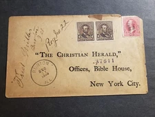 BURTON, ILLINOIS Registered 1905 Postal History Cover IL w/ 3 stamps!