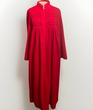 JC Penney Womens Large Robe Full Zipper Red Vintage Solid Diamond Design