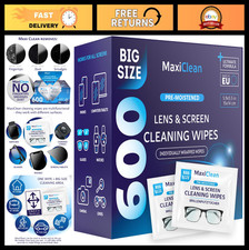 Pre-Moistened Lens Wipes - 600 Individually Wrapped Glasses Screen Cleaners