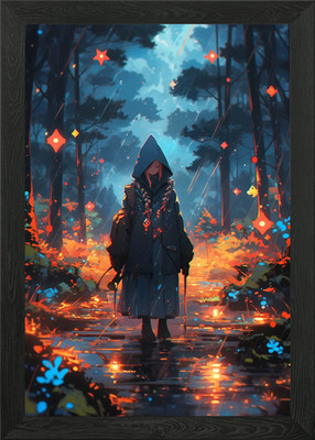 Lonely Wanderer in a Mystical Fores Framed Wall Art Poster Canvas Print Picture