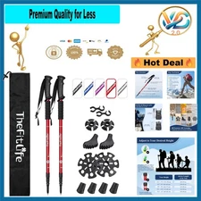 Nordic Walking Trekking Poles Aluminum Collapsible – Shock Absorbing, Quick L...