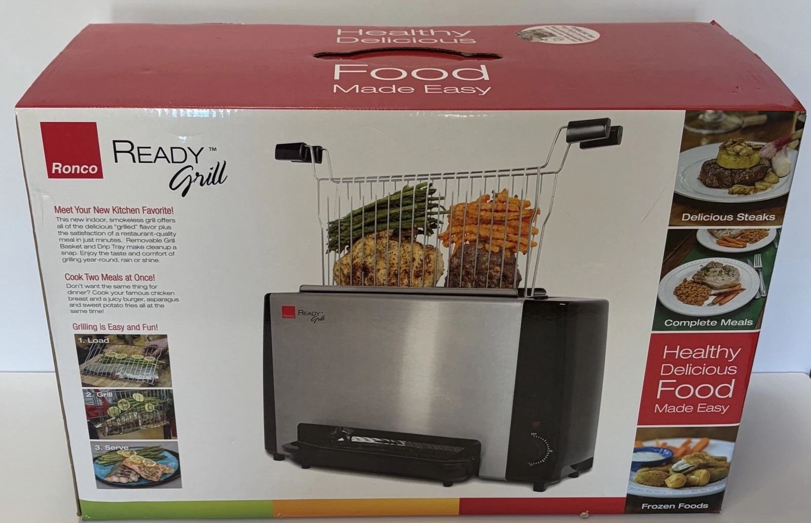 Ronco Ready Grill Indoor Electric Smokeless Grill Healthy Delicious Food NEW