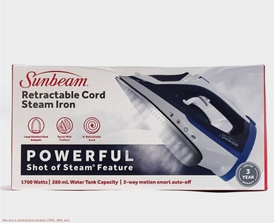 #ad #ad Sunbeam 1700W Steam Iron with Retractable Cord and Shot of Steam Feature $22.99
