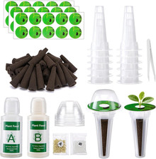 Hydroponic Pods Kit 129PCS Refill Set Sponges Baskets Domes Nutrients Labels 0.16 per gallon
