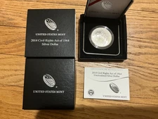 2014-P US Civil Rights Act of 1964 UNCIRCULATED 90% Silver Dollar W/COA Box MINT
