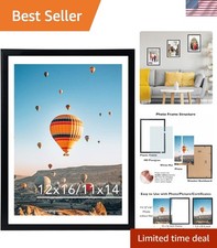 Elegant 12x16 Black Picture Frame with 11x14 Mat - Perfect for Home Decor