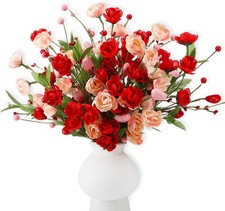 12 Pcs Valentines Day Decoration Rose Floral Picks 16 Inch Red Pink Heart Artifi