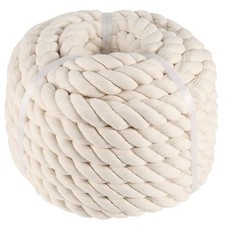 SINJEUN 1 Inch x 50 Feet Natural Twisted Cotton Rope, White Thick 3 Strand So...