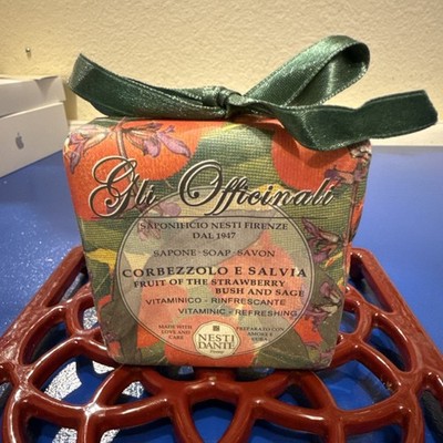 Nesti Dante Gli Officinali Soap Bar Strawberry Bush & Sage 7 oz Orange Green