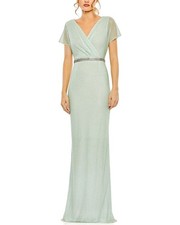 Mac Duggal Beaded V-Neck Gown Women's