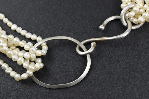 Handmade Sterling Silver 19 in Freshwater Pearl Necklace Toggle Heart - Picture 2 of 7