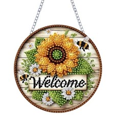 DIY Welcome Wreath Acrylic Diamond Art Painting Kits Special Shaped