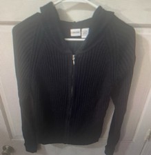 CHEROKEE GIRL'S BLACK ZIP UP HOODIE SWEATER SIZE XL