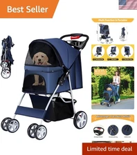 Luxury Pet Stroller for Small Dogs & Cats - Foldable, Lightweight & Breathable