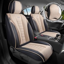 Schonbezüge Sitzbezüge für Jeep Compass 1 Facelift Bj 2011-16 in Schwarz/Beige N