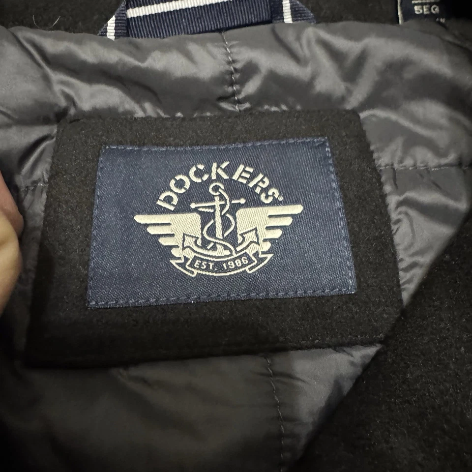 Dockers Jacket Mens 5XL Black Wool Blend Button Front Car Coat Outdoor NWT - Image 3 of 4