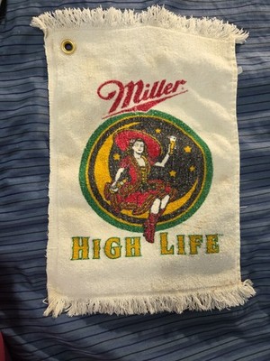 Miller High Life Beer Girl Flying High To Moon Kitchen Towel 11'' X 15'' With Hook