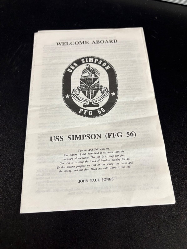 Welcome Aboard USS Simpson FFG 56 3 page Program 1989 or later