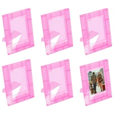 2 x 3 Picture Frame, 6 Pcs Mini Plastic Photo Frame, Rose Red