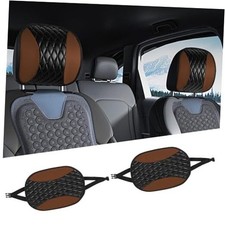 2PCS Car Headrest Cover, Soft Breathable Leather Cars Front Seat Head Coffee