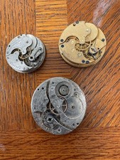 Lot of 3 Vintage/Antique Pocket Watch Movements - Nice Lot for Parts Repair