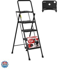 Step Ladder, Folding Step Stool with Wide Anti-Slip Pedal, Sturdy Steel Ladde...