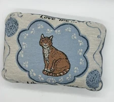 Decorative Cat Pillow Tapestry Cushion Love My Cat Cute Pet Decor 12x8 Throw Pil