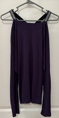 NWT Cable & Gauge Size L Regal Plum Long Sleeve Cold Shoulder Embellished Top