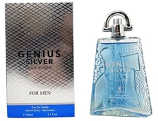 2x GENIUS SILVER Eau De Toilette Men's Cologne 3.4 oz Spray 2 Bottles