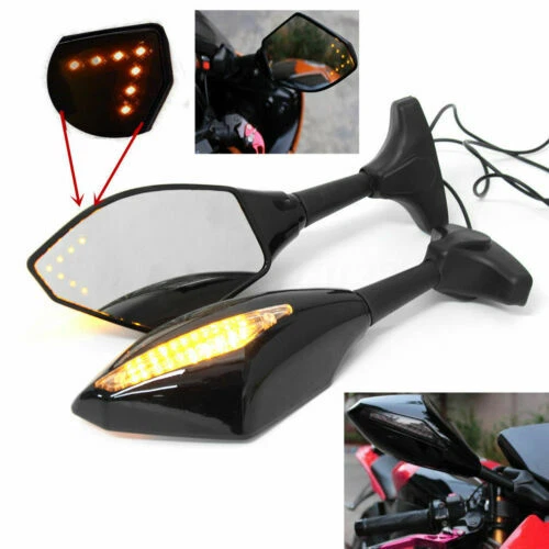 Motorcycle LED Turn Signals Rearview Mirrors For Triumph Daytona 600 675 995i - Image 3 of 4