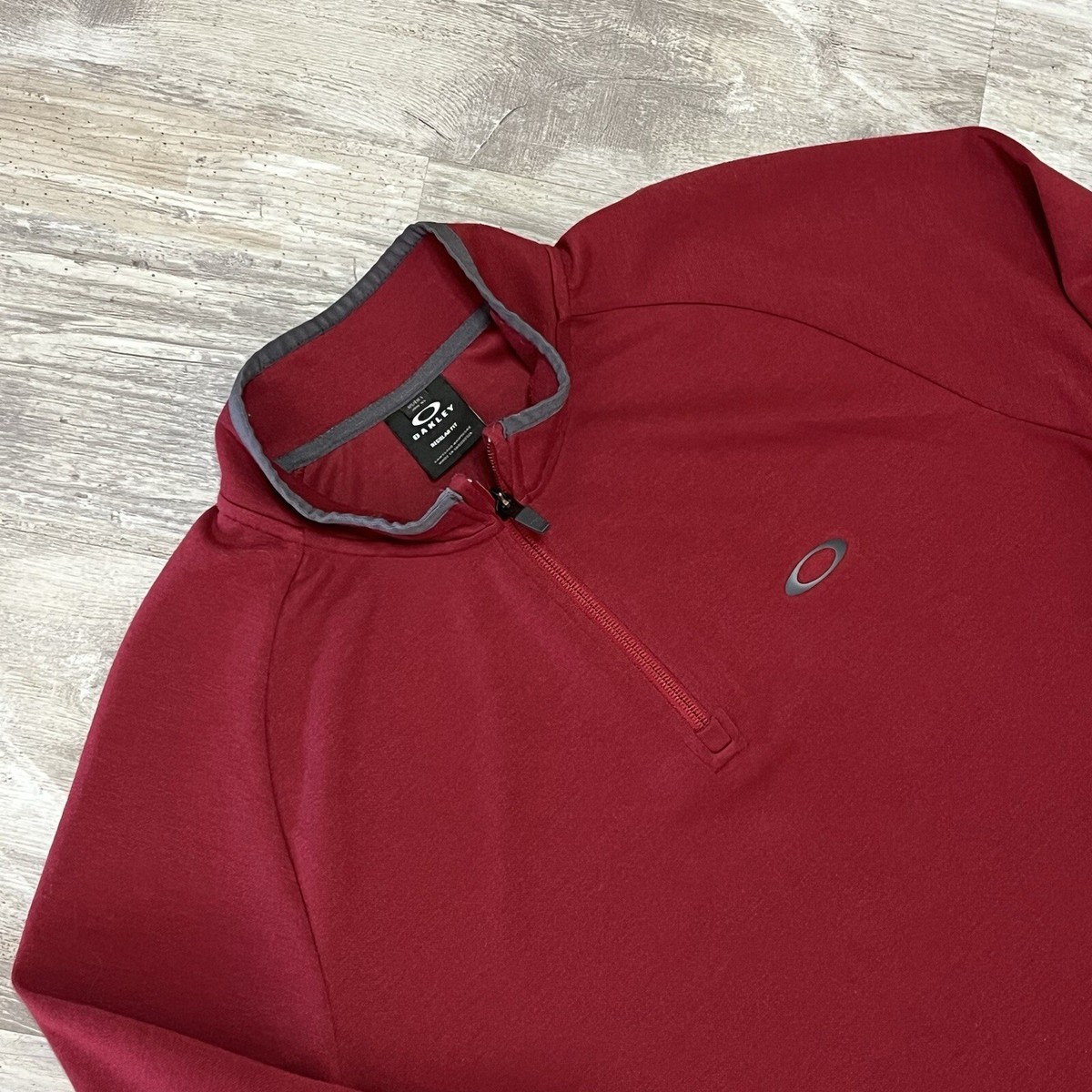 Oakley Mens 1/4 Zip Golf Pullover Sweatshirt Large Red Long Sleeve Regular  Fit