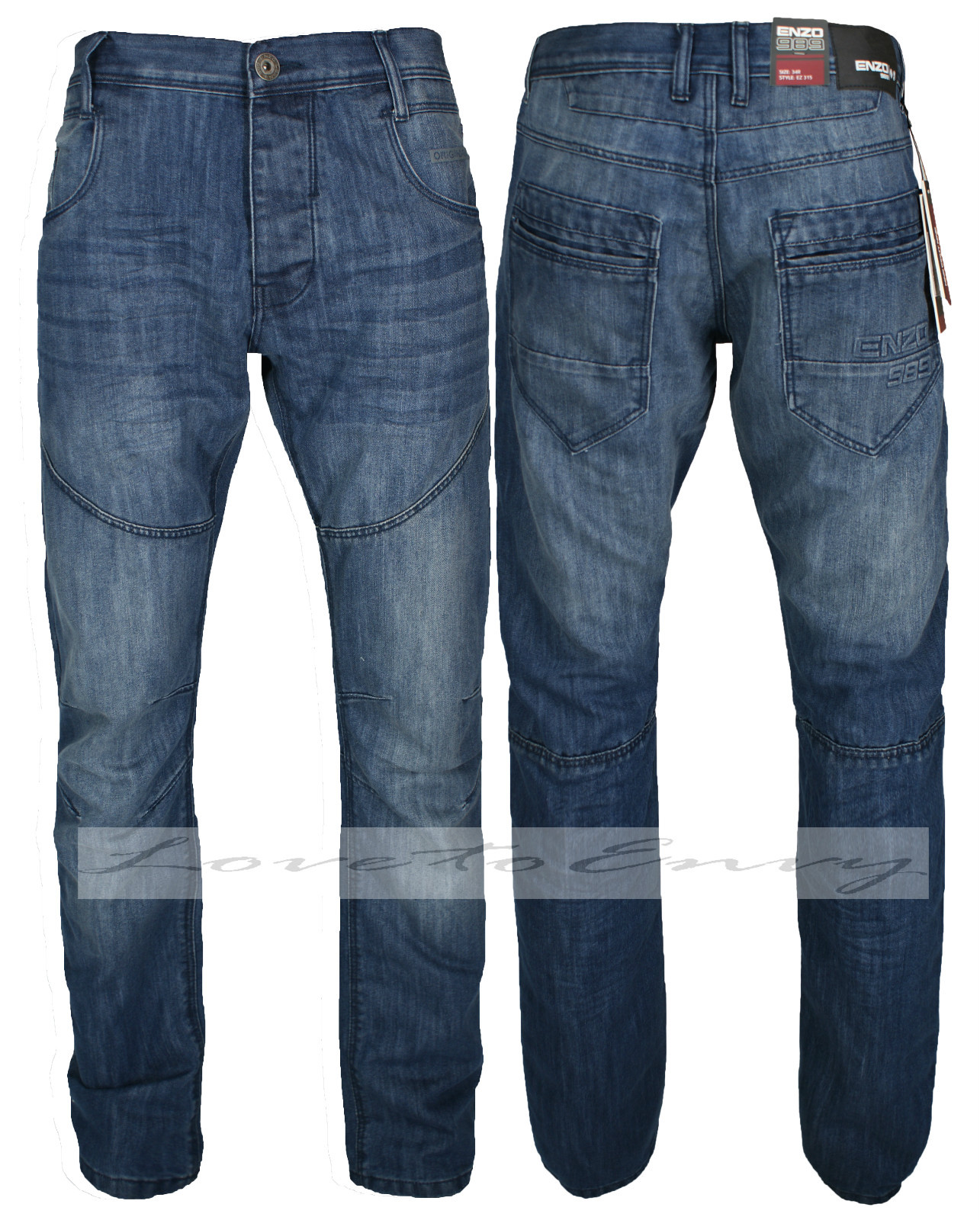 Mens ENZO Jeans Regular Fit Straight Leg Denim Jeans 2838.W & 3 Leg