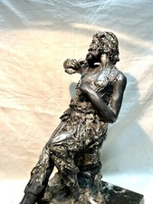 SCULTURA POSEIDONE O  DIONISO VECCHIO BACCO BAGNATA ARGENTO MARMO NERO ALPI