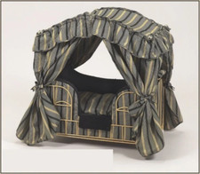 Lazy Paws Designer Canopy Pet Bed - Black  Gold Stripes w/Gold Frame