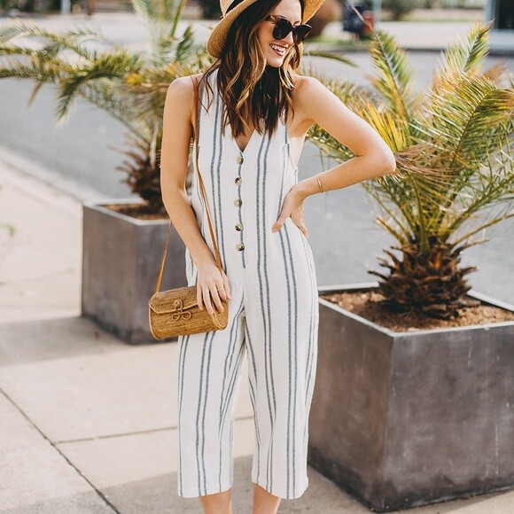 Urban Outfitters Jordan Jumpsuit XXS Women Casual Striped One