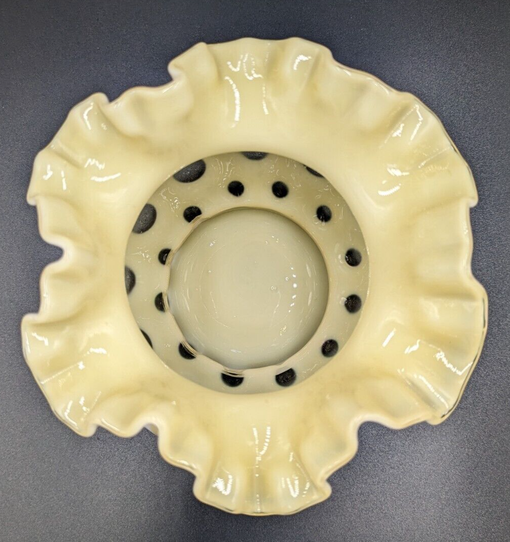 Vintage Fenton Honeysuckle Opalescent Coin Dot Ruffled Edge