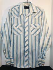 Vtg Wrangler Pearl Snap Shirt Striped Large Western Cowboy Grunge Thin 70s