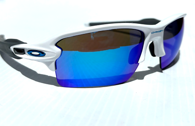 NEW Oakley FLAK 2.0 XXL Shiny White PRIZM Sapphire Blue Lens