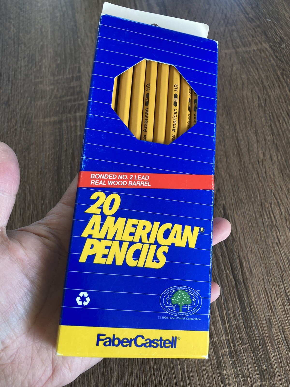 Faber Castell 20 American Pencils Bonded No. 2 Led Real Wood Barrell 1990.