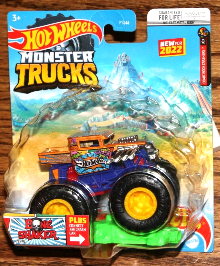 2022 HOT WHEELS MONSTER TRUCKS ORANGE BONE SHAKER WITH GIANT WHEELS 1:64  NEW