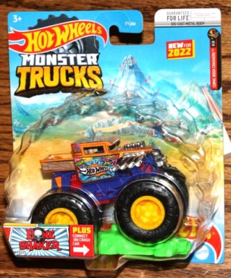 2022 HOT WHEELS MONSTER TRUCKS ORANGE BONE SHAKER WITH GIANT