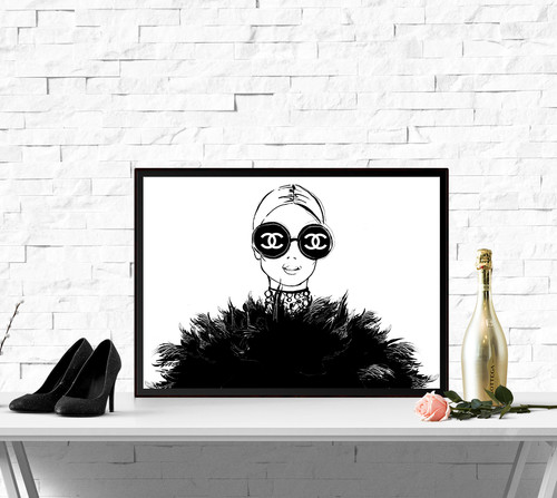fashion poster print art chanel coco paris decor girly beauty