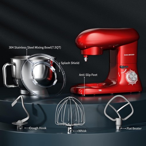 Stand Mixer 1500W/1800W 6+P Speed Tilt-Head Electric Kitchen Mixer with 7.5 - Picture 27 of 50
