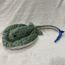 Wild Republic Green Blue Spotted Stingray 29  Long Realistic Aquarium Plush Toy