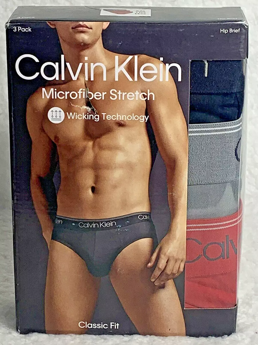 Calvin Klein Men's Low Rise Microfiber Hip Briefs Size 2XL 3-Pack Stretch