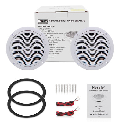 Herdio 6.5''Marine Decke Stereo Lautsprecher 2-Wege wasserdichtes Boot Badezimmer