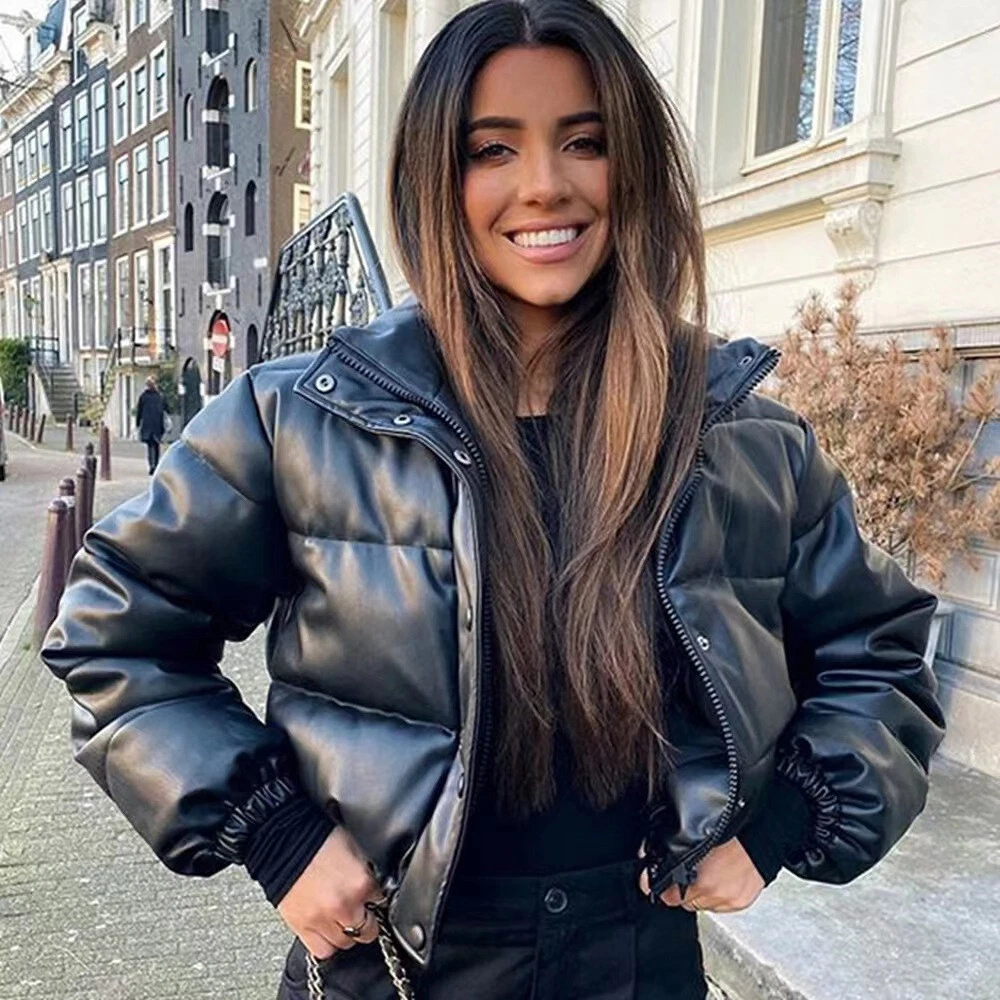 Puffer jacket top with cotton sleeves