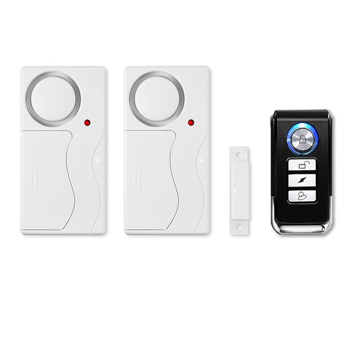 2 Magnetic Sensor Entry Open Detector Indoor Security with 1 Remote Control US